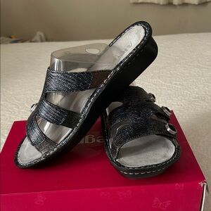 Alegria Black Glitter Sandals size 39